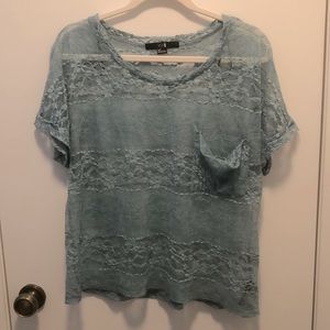 XXI sea foam green lace blouse